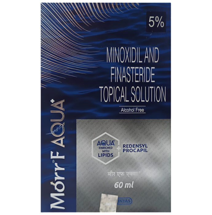 Morr F Aqua Plus 5% Minoxidil & Finasteride Topical Solution – 60ml | Alcohol Free