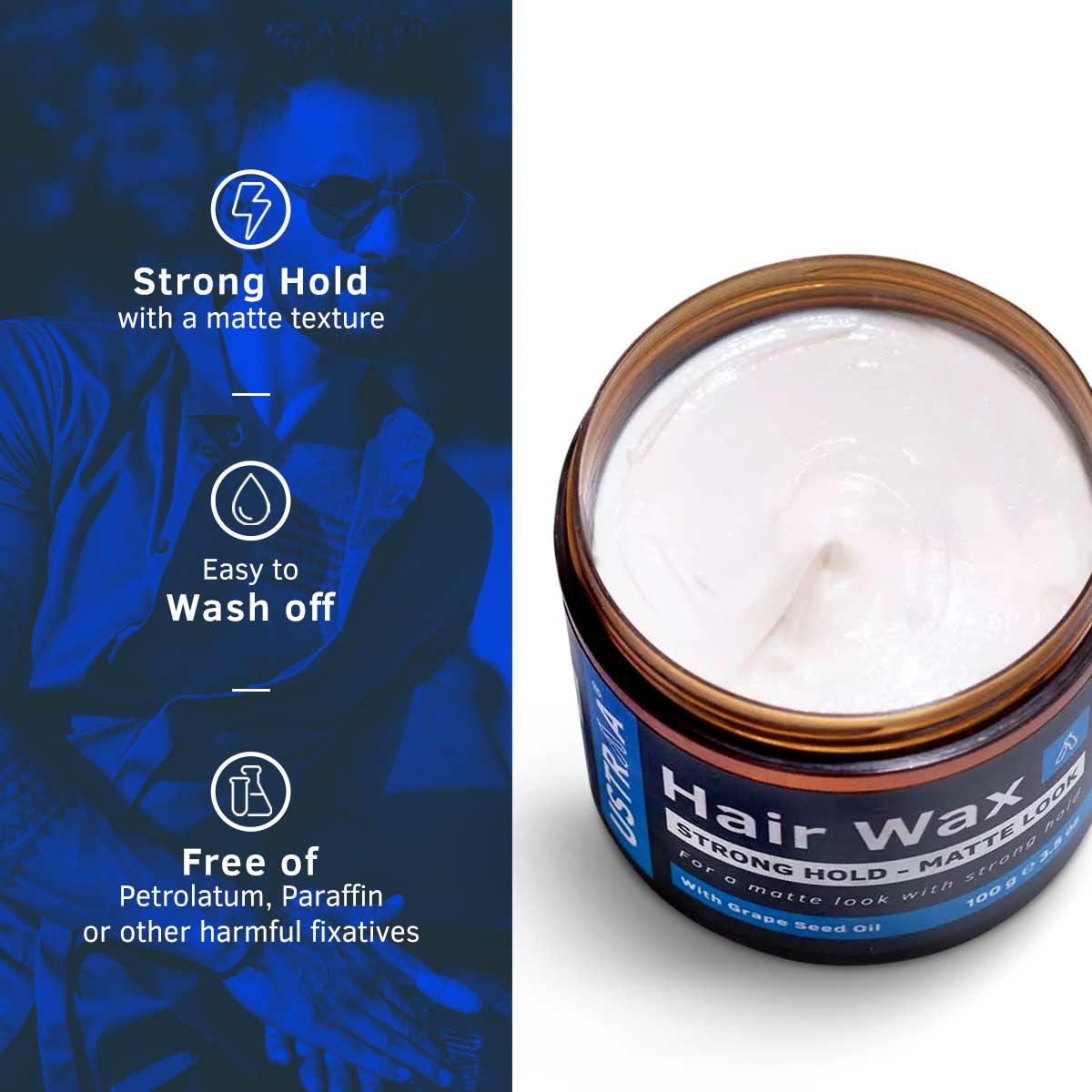 Ustraa Hair Wax Strong Hold - Matte Look - 100g - Image 2