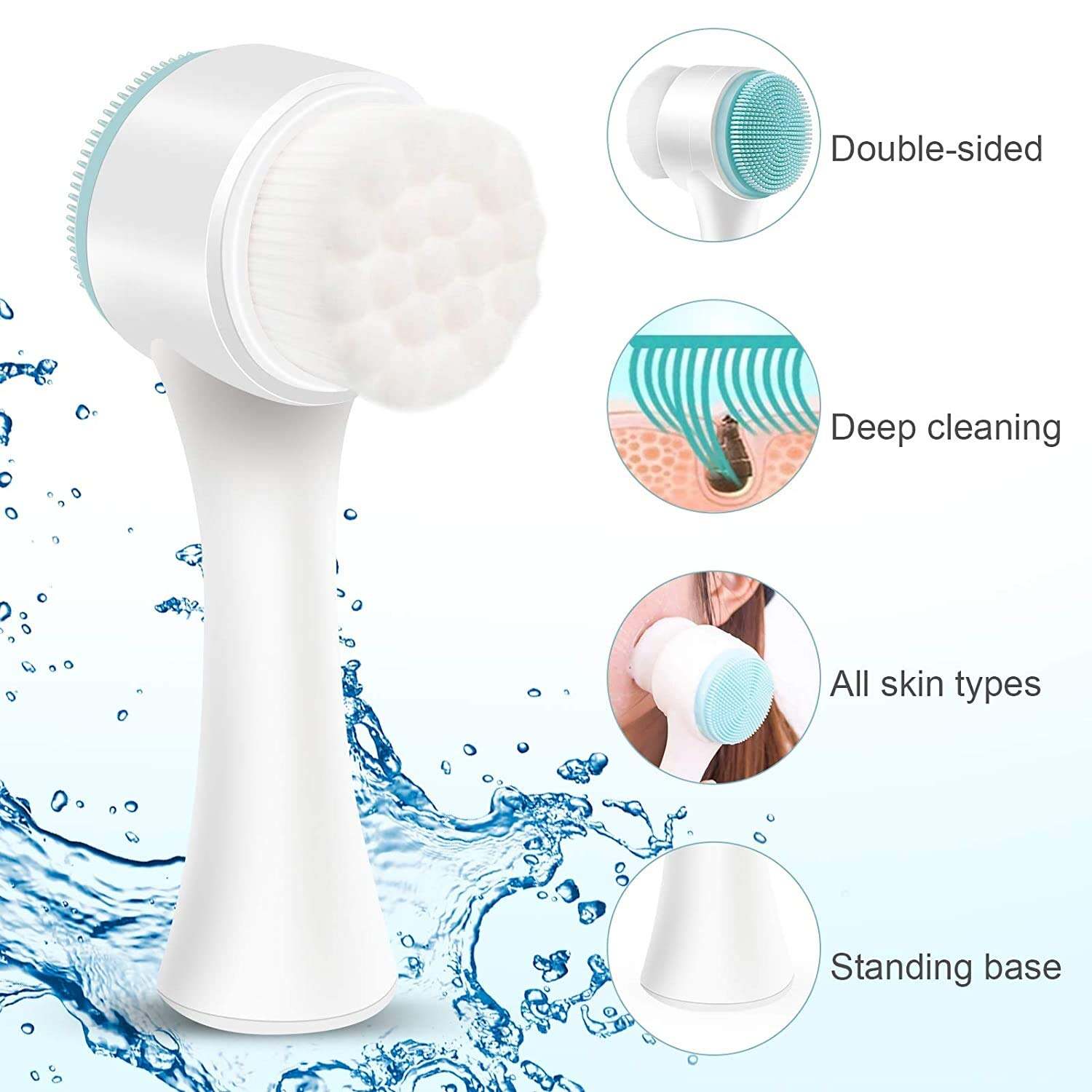 Double Sided Face Cleansing Brush β 2-in-1 Deep Cleansing & Gentle Exfoliation - Image 2