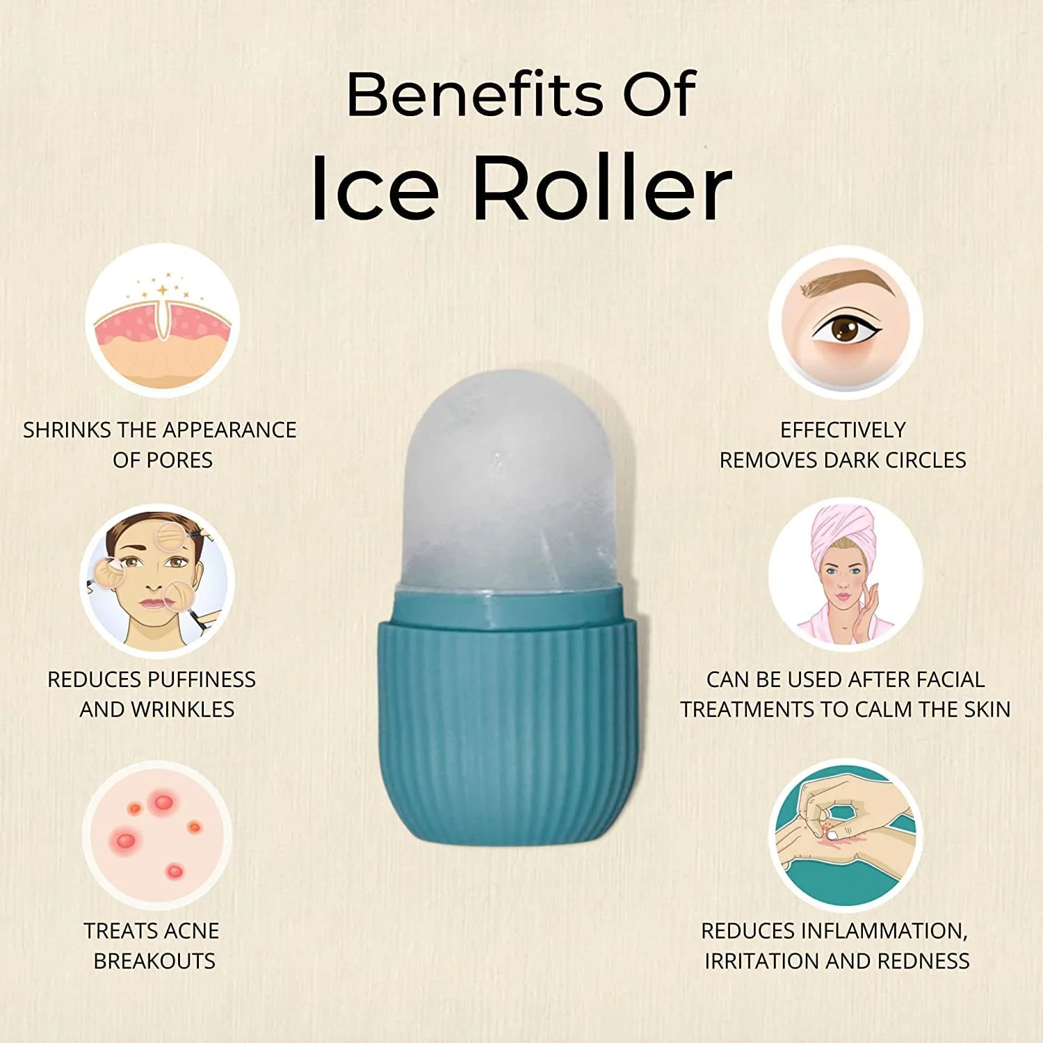 Reusable Silicone Face Ice Roller | 7-in-1 Benefits - Image 3