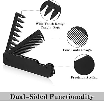 2-in-1 Folding Pocket Comb for Men | Fine & Wide Tooth | Travel-Friendly - Image 3